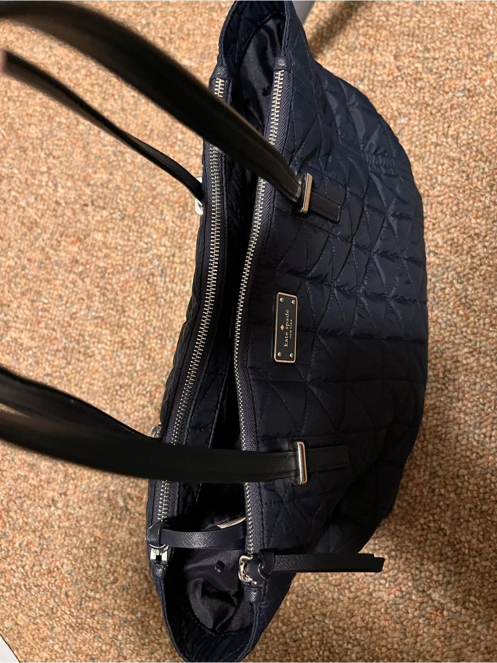 kate spade Quilted Navy Blue Polyester Tote